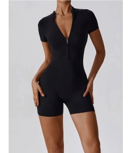 Гладкий короткий комбенизон Shorts Body Crop T-shirt model 36 (Black)